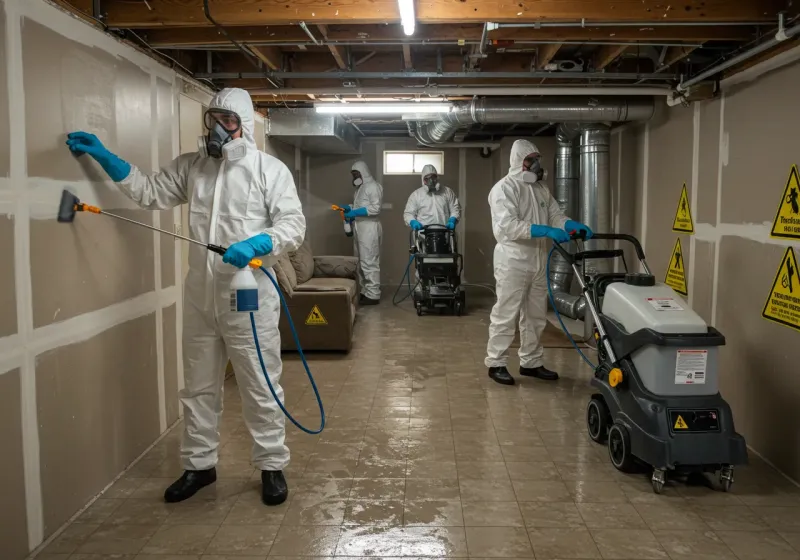 Basement Moisture Removal and Structural Drying process in Gleason, TN